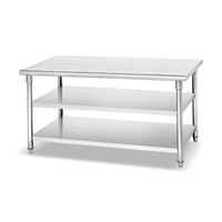 Table de travail robuste en acier inoxydable pour cantine de restaurant commercial, à installer sous l'étagère