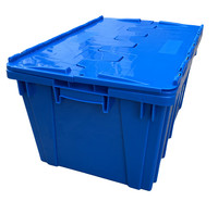 Caisses de déménagement en plastique recyclables et empilables avec couvercle à charnière, ensemble de boîtes de rangement pour entreprises de déménagement