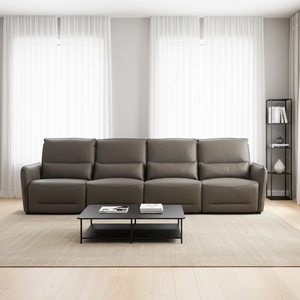 Canapé inclinable électrique 4 places en cuir véritable Power Smart avec design moderne et fonction de refroidissement pour salon - Product Image 1
