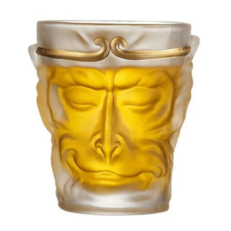 WuKong-taza de Agua de Cristal, modelo de taza de té esmerilado transparente para el hogar, Bar, Hotel