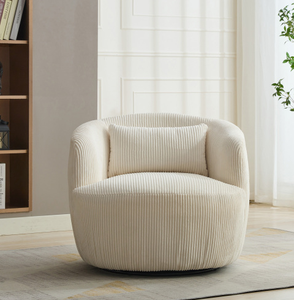 Fauteuil d'appoint moderne 360A °   Fauteuil pivotant rembourré avec dossier incurvé et rembourrage en coton pour salon, mobilier de maison - Product Image 2