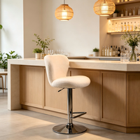 Tabouret de bar avec dossier incurvé, pivotant, réglable en hauteur, base ronde chromée, repose-pieds pour café, bar à domicile, comptoir