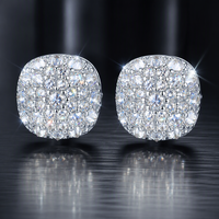 Boucles d'oreilles minimalistes hip-hop en moissanite, argent sterling 925, bijoux unisexes pour hommes et femmes, style quotidien