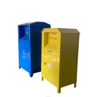 Contenedor de Reciclaje y Donación de Ropa Usada de Acero Galvanizado con Tapa Enrollable para Uso en Exteriores, Publicidad Comunitaria Ecológica