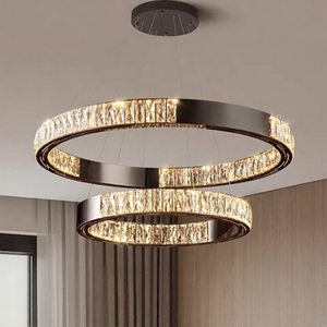 Lámpara de Araña Moderna de Acero Inoxidable, Estilo Lujoso, para Sala de Estar, Personalizada, Circular, Nueva, de Alta Gama, de Cristal, para Comedor - Product Image 5