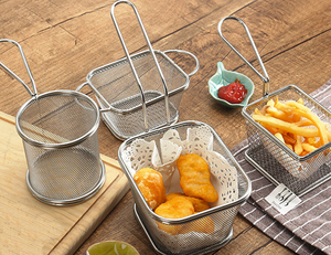 <span class=keywords><strong>Mini</strong></span> cestino fritto in acciaio inossidabile ristorante piatto cibo fritto contenitore cestino fritto - Product Image 6