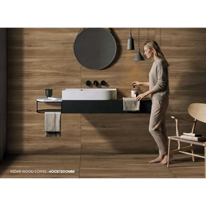 Azulejos de porcelana efecto madera brillante antideslizantes para suelo y pared Asian Coster Brown 600x1200mm - Product Image 6