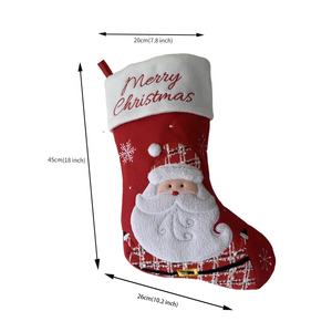 Calcetines Navideños Rojos de Gran Tamaño con Diseño Personalizado, Bordado, de Poliéster, para Colgar en la Chimenea, con Muñeco de Nieve y Santa Claus, Regalo de Navidad - Product Image 4