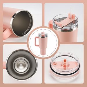 40oz Stainless Steel Vacuum <b>Flask</b> Tumbler Handle 6-12 Hours Thermal Insulation Camping Portable Eco-Friendly <b>Large</b> Capacity Lid - Product Image 4