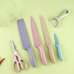 سكاكين ملونة من الفولاذ المقاوم للصدأ للطهاة من 6 قطع سكاكين من 6 قطع مع مقبض طلاء غير لاصق ملون - Product Image 2