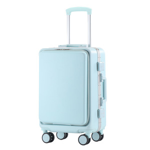 Front Opening Spinner <b>Suitcase</b> 26 Inch Carry On <b>Trolley</b> Case With 360 Degree Wheels For Business Travel Unisex Solid Color - Product Image 5