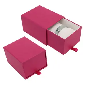 Роскошный красный картон слайдер ящик часы браслет Подарочная коробка с индивидуальным логотипом Бархатная подушка внутри