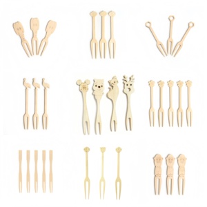 3.5 Polegada Mini Bambu Garfo De Madeira Descartável Eco-Friendly Aperitivo Cocktail Food Picks para Frutas Biodegradável Uso Diário - Product Image 6