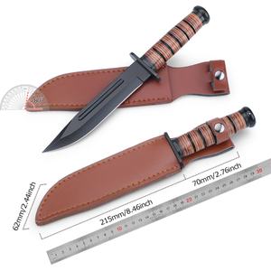 Cuchillo Táctico Personalizable KB1217, Hoja de Acero Inoxidable de Alta Calidad, Mango Fijo de Madera y Cuero para Uso Industrial, Bricolaje y OEM - Product Image 1