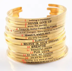 2020 адвокатское сословие нержавеющей стали с гравировкой положительный вдохновляющие цитаты Золотой Браслет-манжета браслет ювелирные изделия для женщин