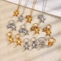 Collection de bijoux Dreamshow Frog Charm, plaqué or, acier inoxydable, boucles d'oreilles, collier, bague, bijoux pour femmes, animaux de dessin animé