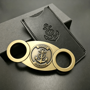Cortador de Cigarros Tipo Guillotina de Acero Inoxidable, Cuchilla de Doble Corte, Forma Ovalada, Portátil, 2 Unidades, Modelo Plateado - Product Image 3