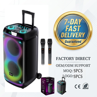 BA-S2101 Altavoz Inalámbrico con Ruedas y Doble Micrófono de 10 Pulgadas, RGB, para Fiestas y Eventos, MOQ 5 Unidades, Logotipo Personalizado, Entrega Rápida en 7 Días, Venta al Por Mayor