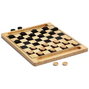 solid wooden Large 2-in-1 Solid Wood Checkers Tic-tac-toe Board Game Combo Set