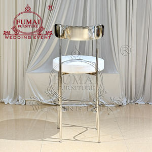 Taburetes altos comerciales tapizados con estructura de acero inoxidable plateado para bares y restaurantes - Product Image 6