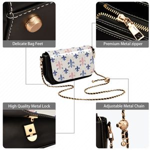 Bolso Bandolera con Estampado de Flor de Lis para Mujer, con Correa de Cadena, Bolso Cruzado con Solapa para Uso Diario - Product Image 4