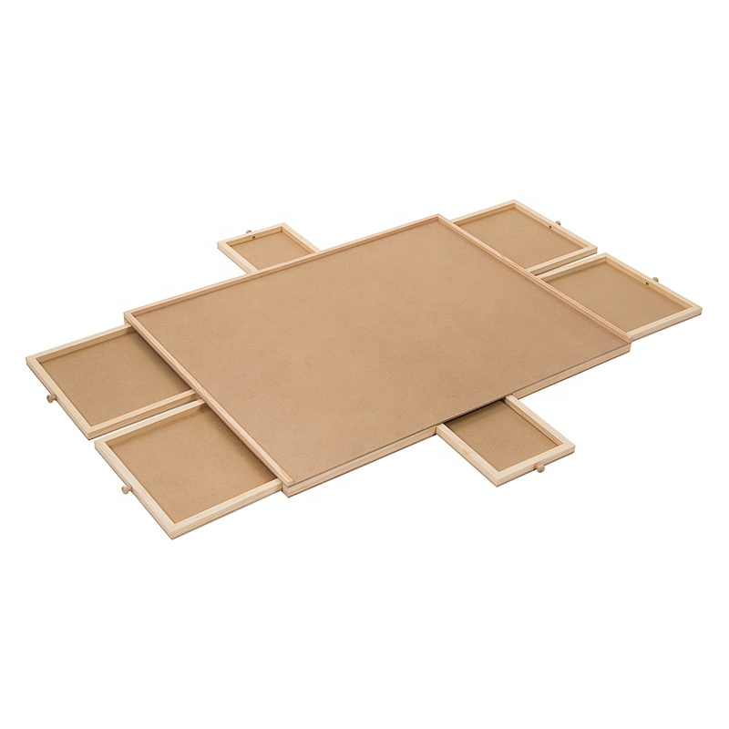 Гладкая древесно-волокнистая панель с 6 раздвижными ящиками, Модернизированный деревянный стол-головоломка