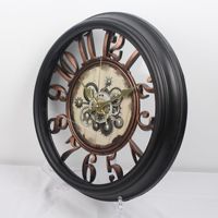 Jam Dinding Pola Gigi Mewah Retro Gaya Amerika Eropa Gerakan Kuarsa Tampilan Analog Digital Waktu Dunia Dekorasi Ruang Tamu