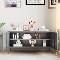 Meuble TV moderne en métal réglable Centre de divertissement avec rangement Console de meubles de salon pour chambre à coucher TV