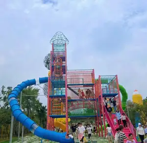 popular pastle athletic works adults men children plastic combonation tunnel slides for water, climb,swing