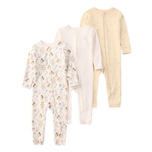Bộ quần áo trẻ em thời trang 3 món, bộ liền thân có khóa kéo, bộ ngủ liền thân bằng cotton dệt kim cho bé - Product Image 2