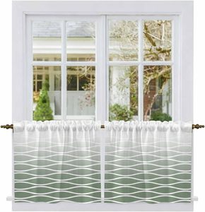<span class=keywords><strong>Cortinas</strong></span> Cortas Modernas con Rayas Verdes, <span class=keywords><strong>Cortinas</strong></span> Abstractas para <span class=keywords><strong>Baño</strong></span>, Encima del Fregadero, <span class=keywords><strong>Cortinas</strong></span> Pequeñas para Cocina, <span class=keywords><strong>2</strong></span> Paneles - Product Image 3