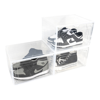 Boîte de rangement pour chaussures en plastique avec fermeture magnétique pliable et empilable, protection UV, capacité de 18 L