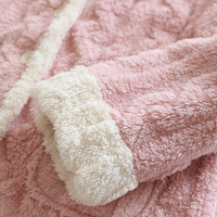 Pyjama cardigan thermique en flanelle épaisse pour femme, automne/hiver, manches longues, en coton, laine et polaire corail, avec revers