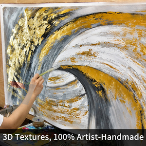Dipinto a Mano Originale Grigio e Oro, Arte Astratta di Lusso su Tela, Pittura Moderna Testurizzata per Casa, Hotel, Camera da Letto, Dimensioni Personalizzabili - Product Image 4