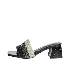 Laura Biagiotti Women's 9037 Heeled Slipper Black Patent Rhinestone Strap Mule <b>Sandal</b> - Product Image 1