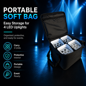 ไฟ LED Wash Uplight แบบไร้สาย 8 ชิ้น พร้อมแบตเตอรี่ในตัว ควบคุมผ่านแอพ 6x18W RGBWA+UV บรรจุ 2 กระเป๋า เหมาะสำหรับงานแต่งงานและดีเจ - Product Image 3