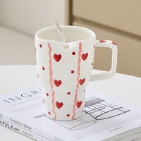Grande tasse à lait en céramique écologique, créative, colorée sous glaçure, en forme de cœur et de nœud, compatible micro-ondes et lave-vaisselle, certifiée CE
