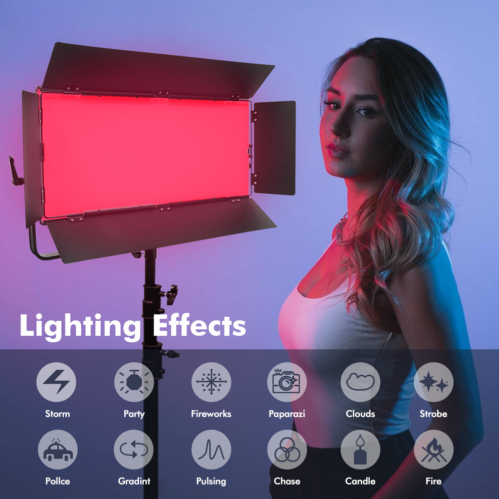 High brightness 300w led studio lights photography RGB 9990k wireless dmx control thin panel lamp DC 56V stage flashing light