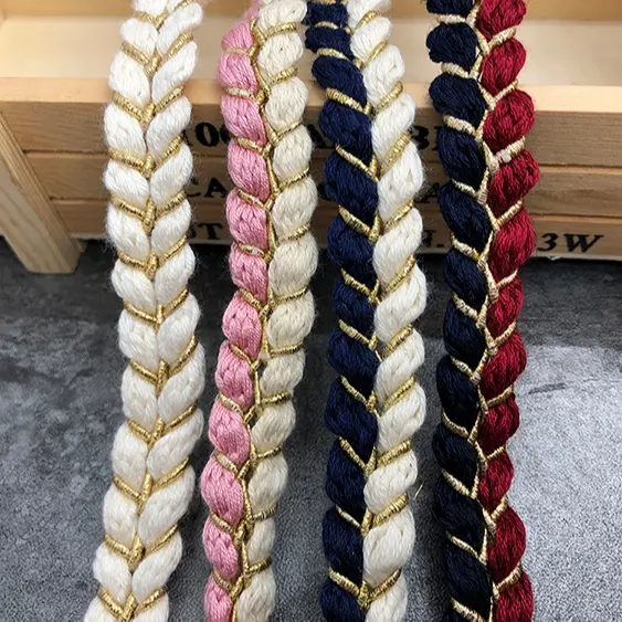 Fancy Two Color Combined Woolen Yarn Warp Woven Lace Ribbon Trimming for Coat