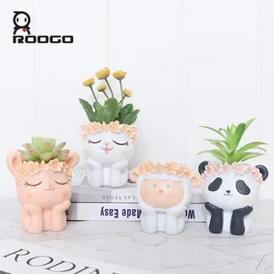 Roogo Fantasi Saat Hewan Bentuk Pot Bunga Dekorasi Rumah dan Desktop Tanaman Hijau Bonsai Penanam Indah