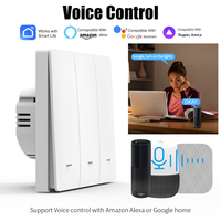 Interruptor de Pared Inteligente Tipo 86 con Botón Pulsador, WiFi Tuya, Versión con Cable Neutro, Control Remoto por Voz, Electrodomésticos Inteligentes Tuya