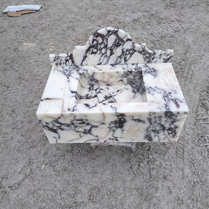 Lavabo mural de luxe personnalisé en marbre Calacatta Viola, vasque en pierre naturelle, lavabo de salle de bain en marbre avec <span class=keywords><strong>crédence</strong></span> - Product Image 3