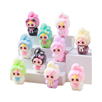 Figurines 3D de lapins floqués Kawaii pour bureau, collection de jouets pour enfants, sacs surprises mystères, figurines mignonnes, cadeaux