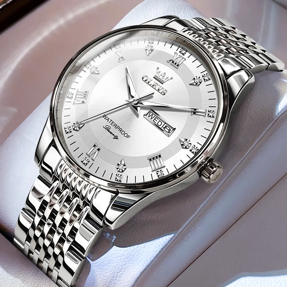 OLEVS 2923 reloj propio logotipo de lujo marca OEM personalizado impermeable calendario clásico moda casual reloj de cuarzo para hombre