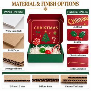 Caja de envío navideña personalizada con impresión interior, caja de cartón corrugado para embalaje de regalos navideños, caja para dulces y pequeños regalos. - Product Image 2