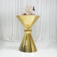 Table haute moderne de haute qualité, personnalisée, pour mariage, fête, hôtel, extérieur, avec structure en acier inoxydable doré et plateau en verre trempé