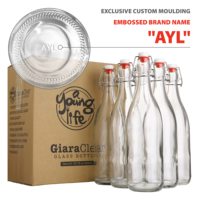 Bouteille en verre transparent à couvercle rabattable avec bouchon étanche à l'air pour boissons à la vodka huile Kombucha bière eau Soda kéfir