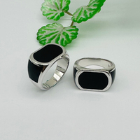 Kaanjewelry Bague noire en argent sterling 925 plaqué rhodium style vintage, motif rétro, bijoux de mode turcs pour hommes pour les fêtes