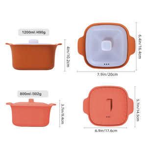 Vaporera de Silicona Cuadrada de 1200 ml para Uso Doméstico, Apta para Microondas, Olla de Silicona Antiadherente y Duradera, Recipiente para Alimentos, Utensilios de Cocina - Product Image 3