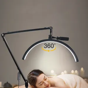 2023 new design 20 inch 36w standing led lamp moon for eyelash light half moon with phone clip lash lamp with stand